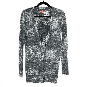 HI-LINE Madewell Edgy Burnout Gray and White Lightweight Cardigan size Medium